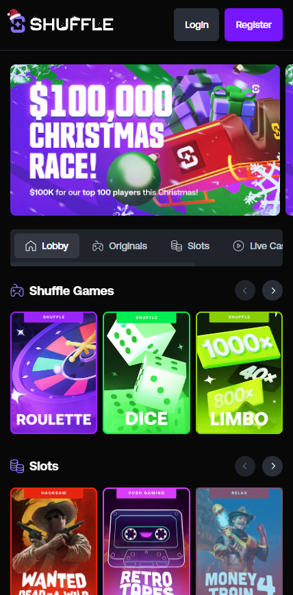 Shuffle.com Casino screenshot